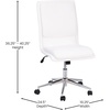 Flash Furniture Madigan Task Office Chair – Luxurious Black LeatherSoft Upholstery – Padded Mid-Back and Seat – Height Adjustable Chrome Base – Armless(White)