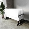 Flash Furniture Palmer Commercial Nesting Flip Training Table, Heavy-Duty Steel Frame and T-Legs, Modesty Panel, 1″ Thick Tabletop, 72″ x 24″, White Top/Black Frame