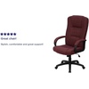 Flash Furniture Rochelle High Back Gray Fabric Executive Swivel Office Chair with Arms(Burgundy)