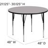 Flash Furniture Wren 48” Round Red Thermal Laminate Activity Table – Standard Height Adjustable Legs(Grey)