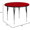 Flash Furniture Wren 48” Round Red Thermal Laminate Activity Table – Standard Height Adjustable Legs(Red)