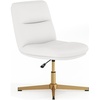 Flash Furniture Chloe Commercial Mid-Back Swivel Office Chair, Padded LeatherSoft, Adjustable Height, Ergonomic Mid-Rise Back, Armless, Stationary, Cognac/Black(White Leathersoft/Gold Frame)