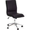 Flash Furniture Madigan Task Office Chair – Luxurious Black LeatherSoft Upholstery – Padded Mid-Back and Seat – Height Adjustable Chrome Base – Armless(Black)