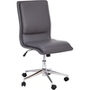 Flash Furniture Madigan Task Office Chair – Luxurious Black LeatherSoft Upholstery – Padded Mid-Back and Seat – Height Adjustable Chrome Base – Armless(Grey)