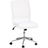 Flash Furniture Madigan Task Office Chair – Luxurious Black LeatherSoft Upholstery – Padded Mid-Back and Seat – Height Adjustable Chrome Base – Armless(White)