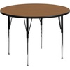 Flash Furniture Wren 48” Round Red Thermal Laminate Activity Table – Standard Height Adjustable Legs(Oak)