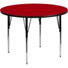 Flash Furniture Wren 48” Round Red Thermal Laminate Activity Table – Standard Height Adjustable Legs(Red)