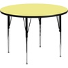 Flash Furniture Wren 48” Round Red Thermal Laminate Activity Table – Standard Height Adjustable Legs(Yellow)