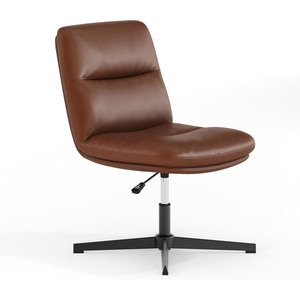 Flash Furniture Chloe Commercial Mid-Back Swivel Office Chair, Padded LeatherSoft, Adjustable Height, Ergonomic Mid-Rise Back, Armless, Stationary, Cognac/Black(Cognac Leathersoft/Black Frame)