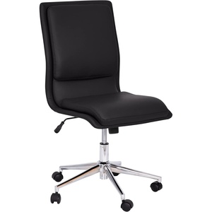 Flash Furniture Madigan Task Office Chair – Luxurious Black LeatherSoft Upholstery – Padded Mid-Back and Seat – Height Adjustable Chrome Base – Armless(Black)