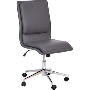 Flash Furniture Madigan Task Office Chair – Luxurious Black LeatherSoft Upholstery – Padded Mid-Back and Seat – Height Adjustable Chrome Base – Armless(Grey)