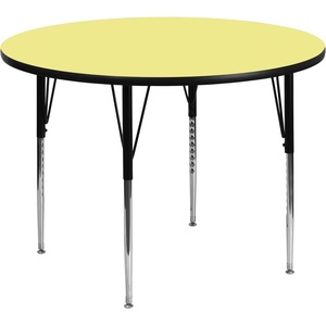 Flash Furniture Wren 48” Round Red Thermal Laminate Activity Table – Standard Height Adjustable Legs(Yellow)