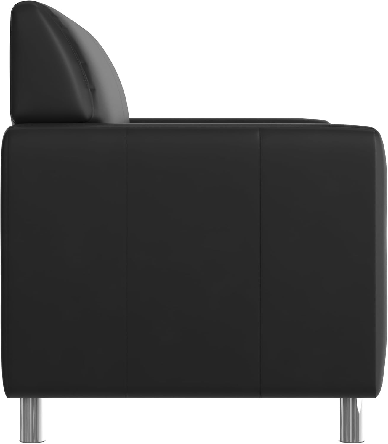 image:imageFlash Furniture Agent Reception Loveseat with Right Side Charging Station Dual AC and USB Ports Plus USBC Port Lobby Sofa with Hardwood Frame Chrome Legs Black LeatherSoftBlackChrome Legs