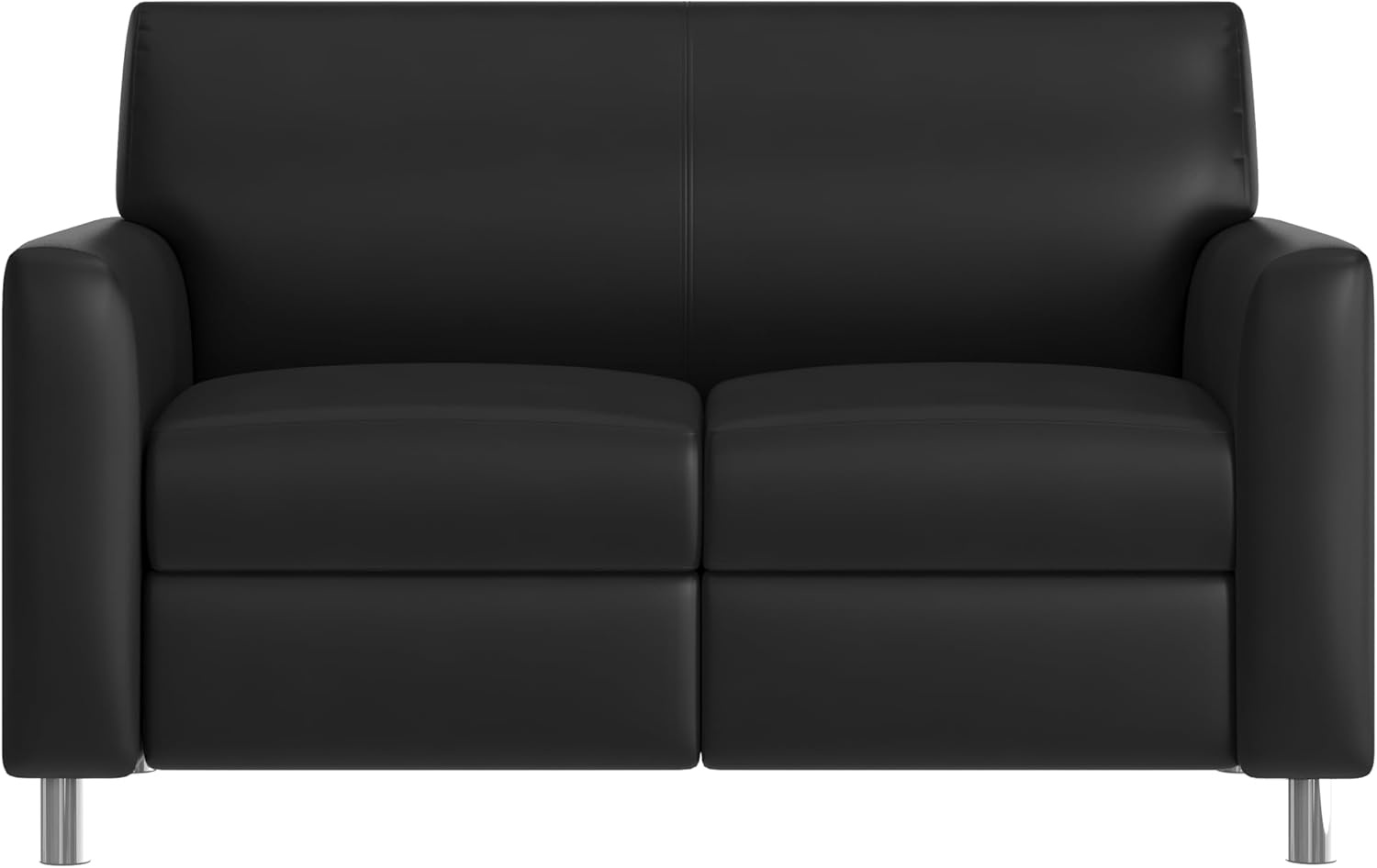 image:imageFlash Furniture Agent Reception Loveseat with Right Side Charging Station Dual AC and USB Ports Plus USBC Port Lobby Sofa with Hardwood Frame Chrome Legs Black LeatherSoftBlackChrome Legs