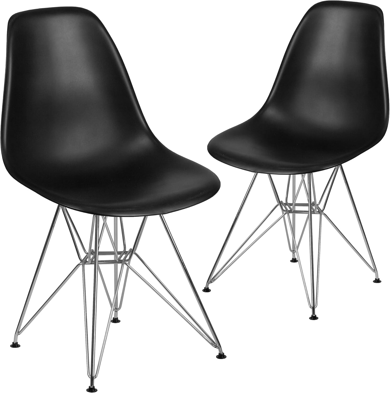 image:imageFlash Furniture Elon Series White Plastic Chair with Chrome BaseBlack