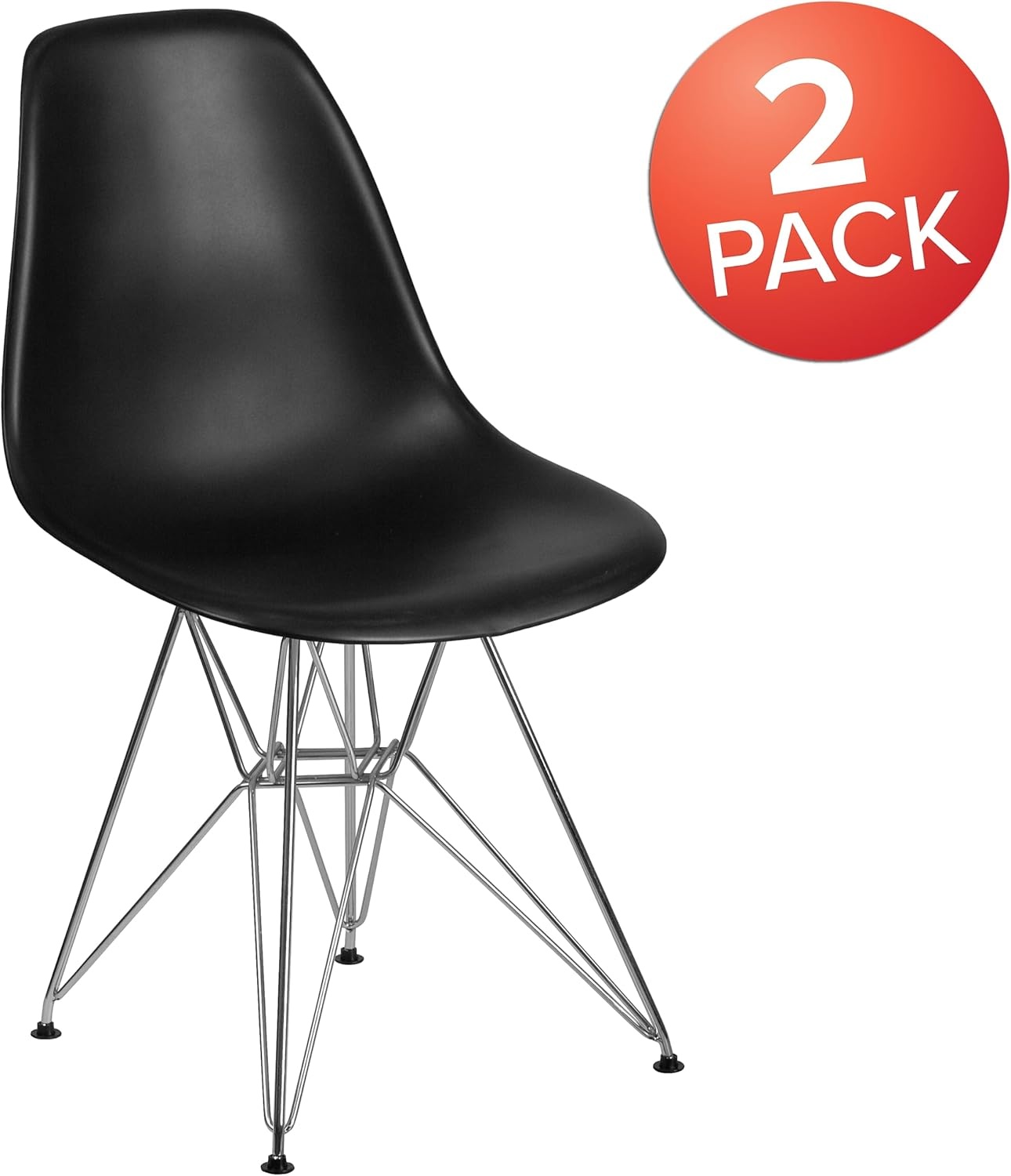 image:imageFlash Furniture Elon Series White Plastic Chair with Chrome BaseBlack