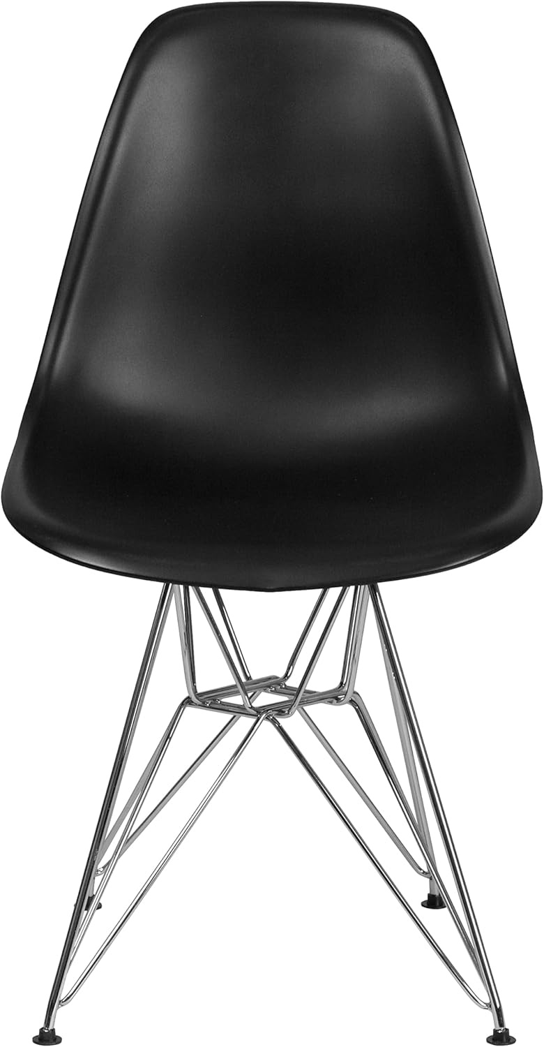 image:imageFlash Furniture Elon Series White Plastic Chair with Chrome BaseBlack