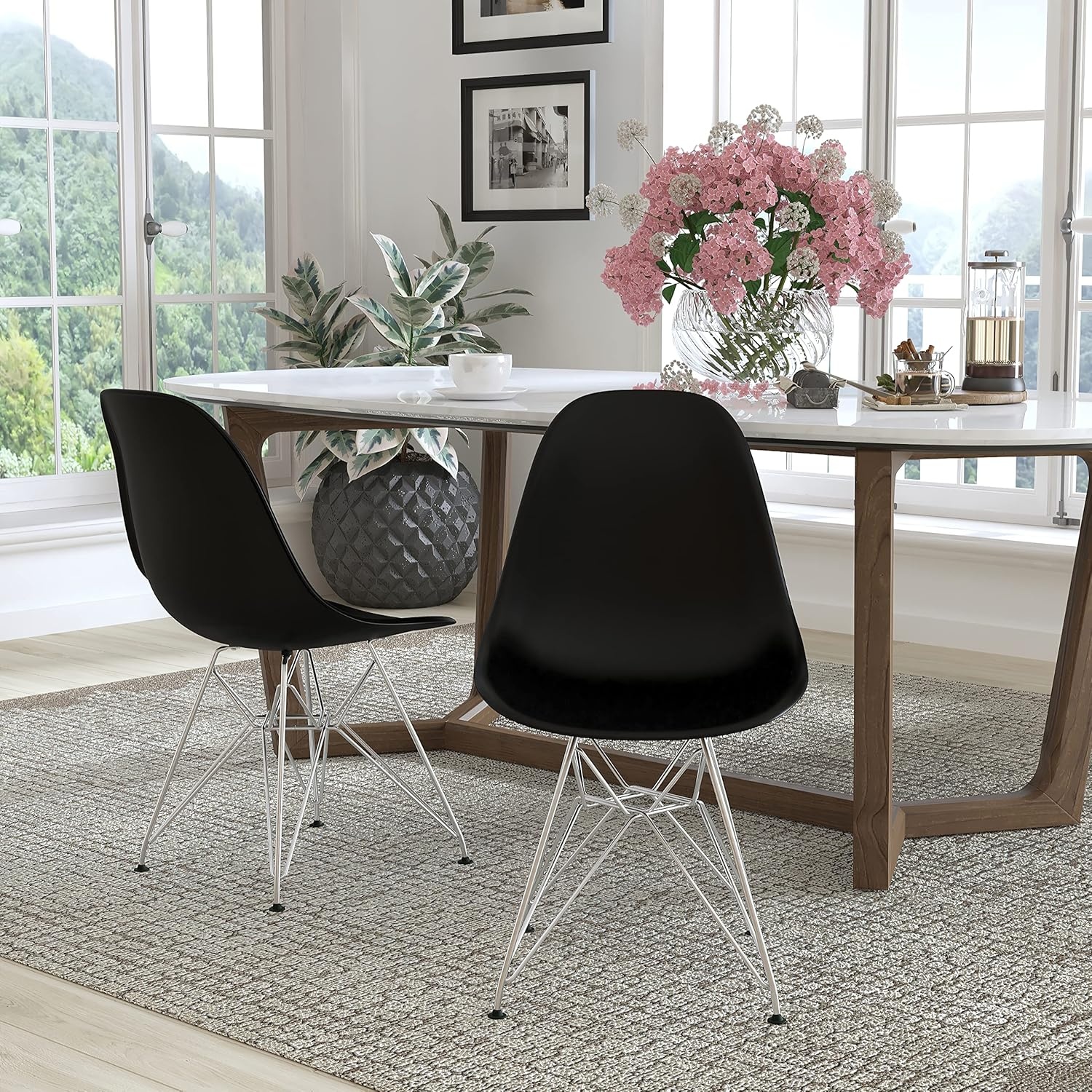 image:imageFlash Furniture Elon Series White Plastic Chair with Chrome BaseBlack