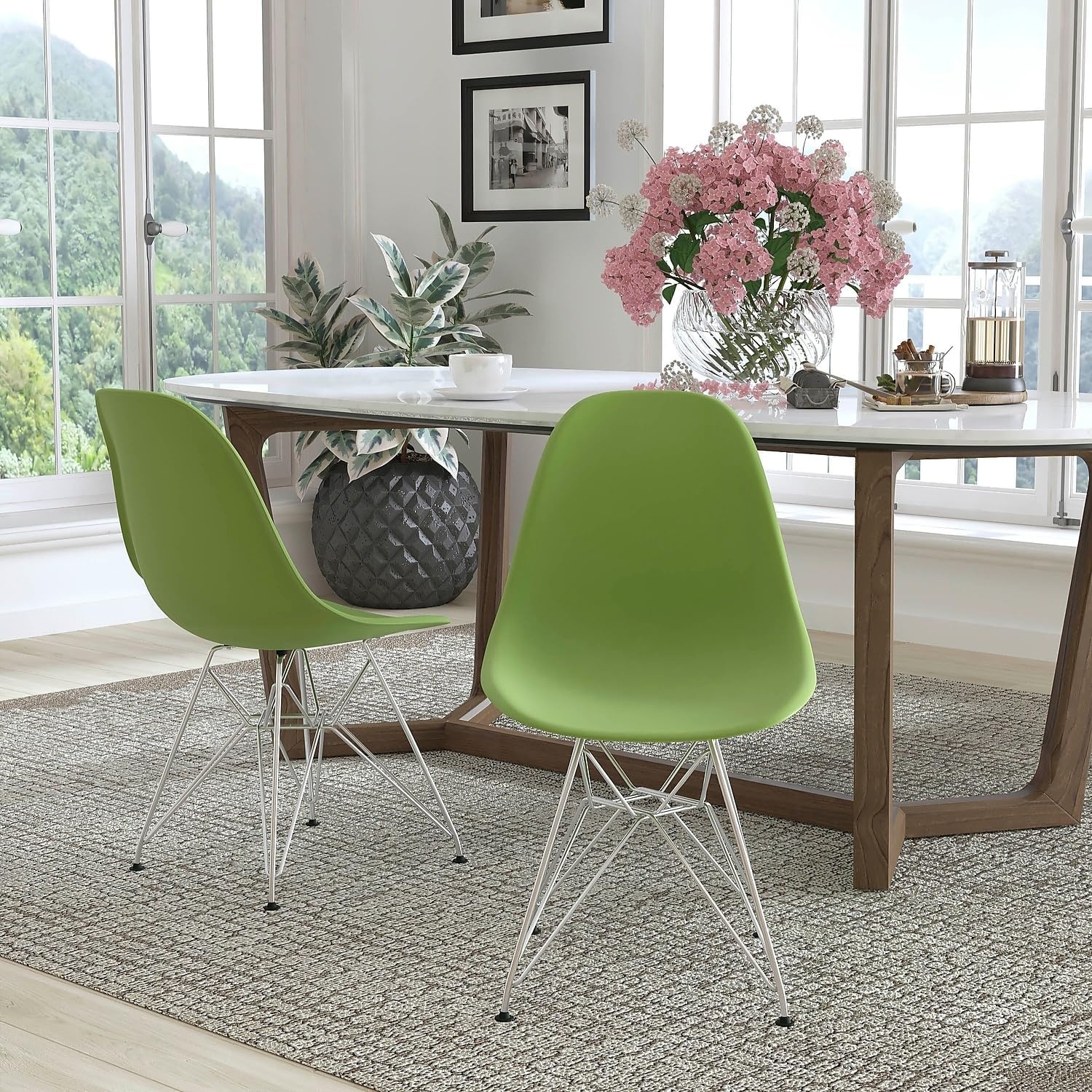 image:imageFlash Furniture Elon Series White Plastic Chair with Chrome BaseGreen