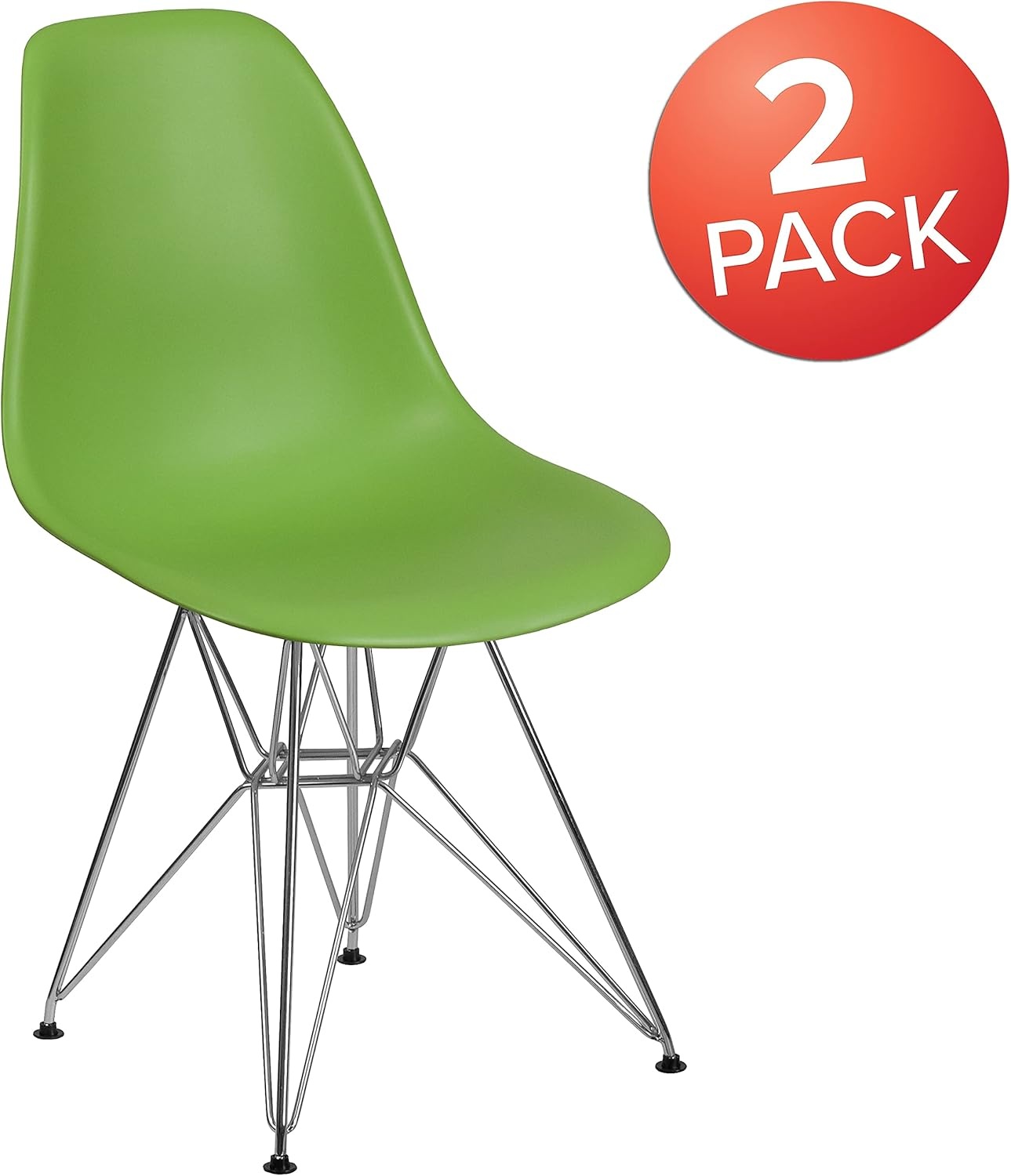 image:imageFlash Furniture Elon Series White Plastic Chair with Chrome BaseGreen