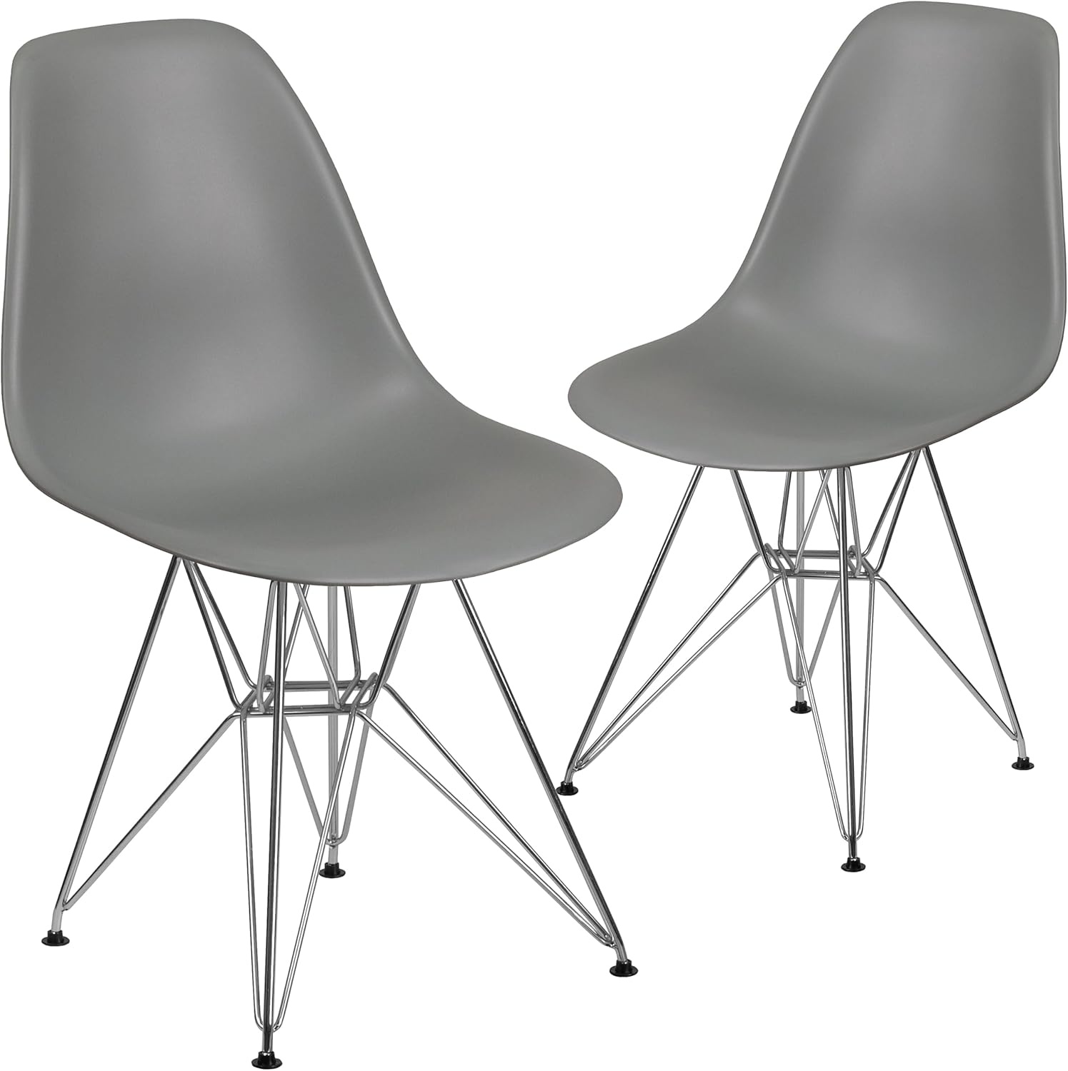 image:imageFlash Furniture Elon Series White Plastic Chair with Chrome BaseMoss Gray