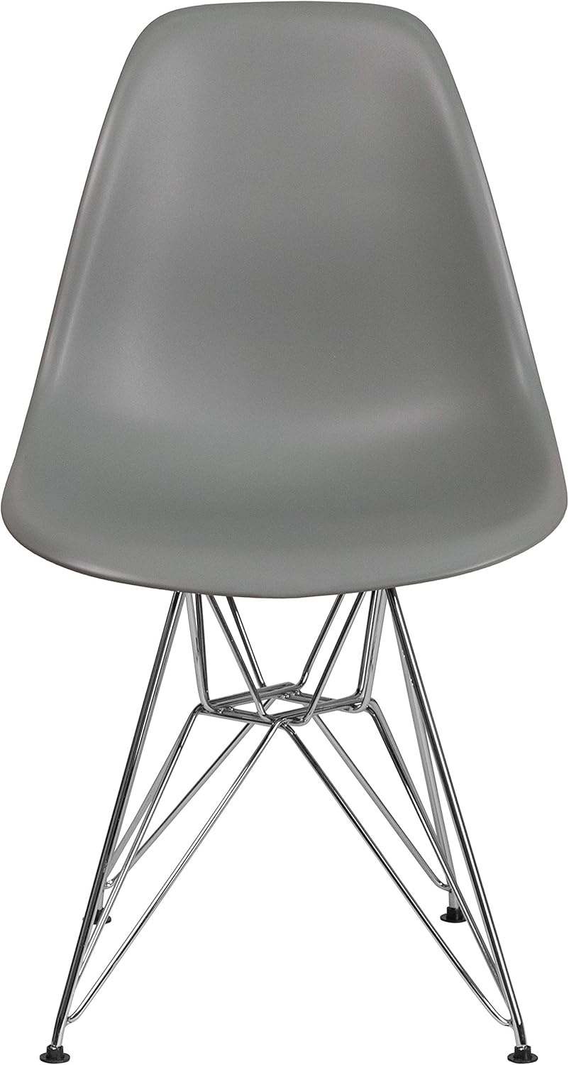 image:imageFlash Furniture Elon Series White Plastic Chair with Chrome BaseMoss Gray