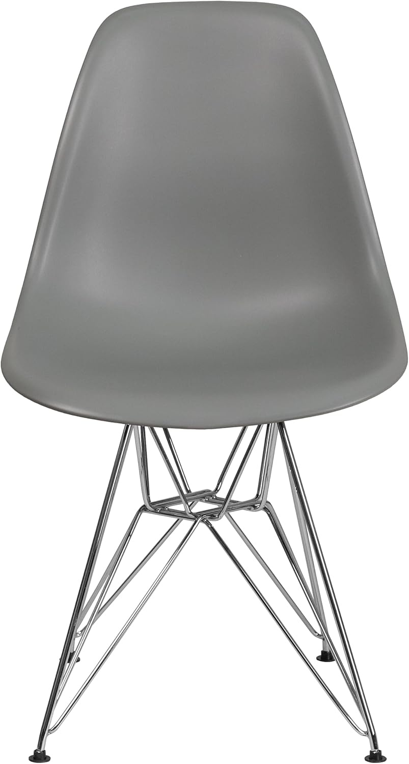 image:imageFlash Furniture Elon Series White Plastic Chair with Chrome BaseMoss Gray