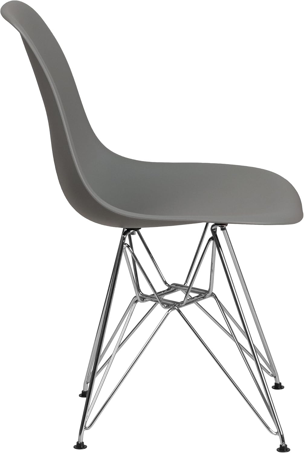 image:imageFlash Furniture Elon Series White Plastic Chair with Chrome BaseMoss Gray