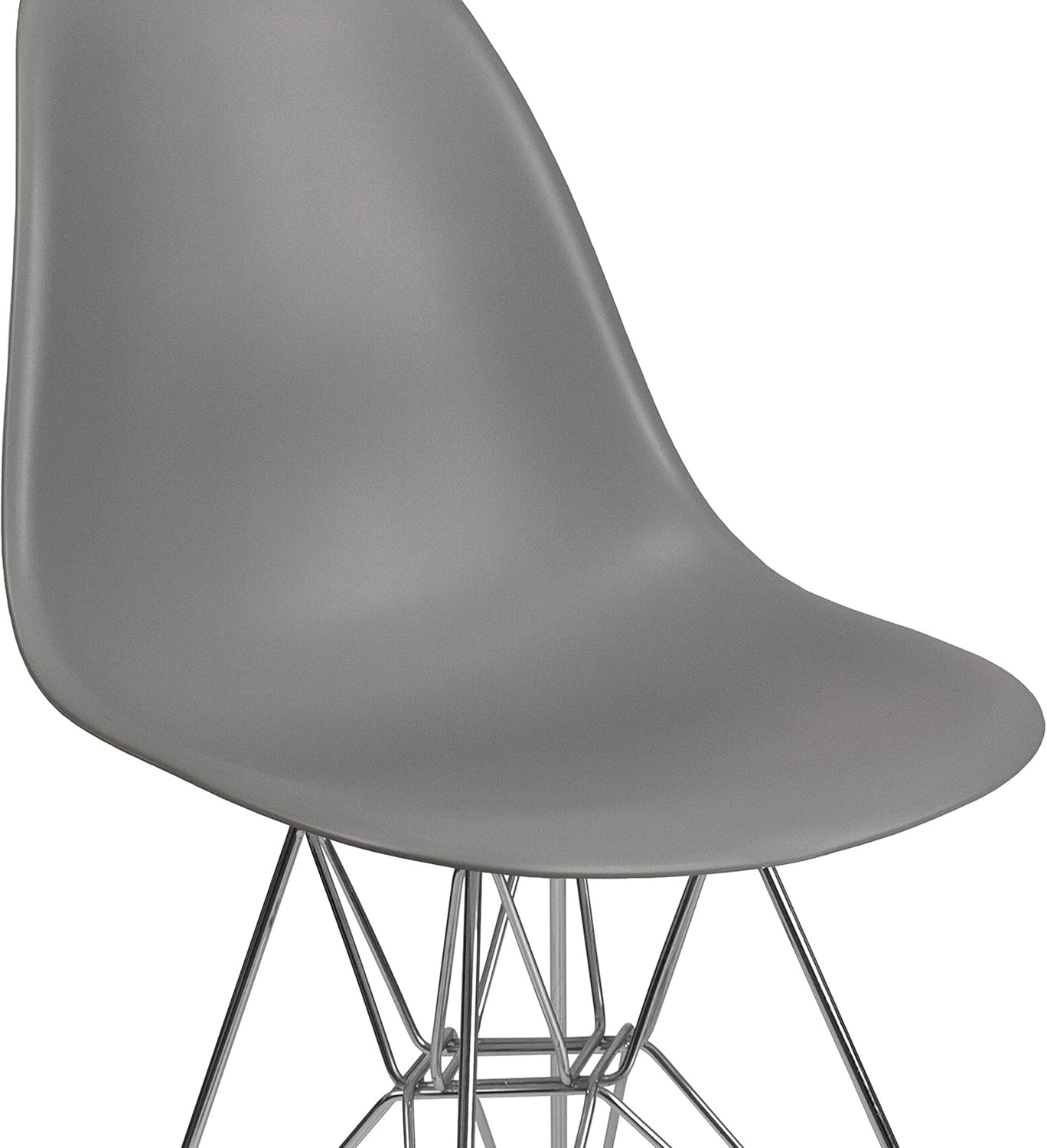 image:imageFlash Furniture Elon Series White Plastic Chair with Chrome BaseMoss Gray