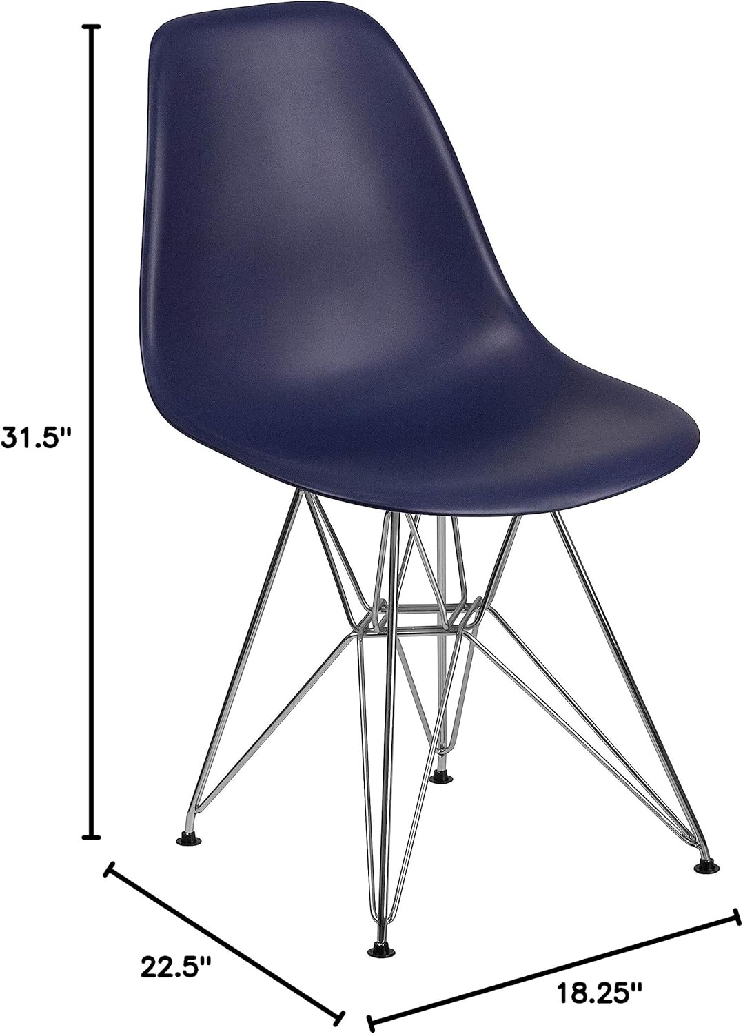 image:imageFlash Furniture Elon Series White Plastic Chair with Chrome BaseNavy