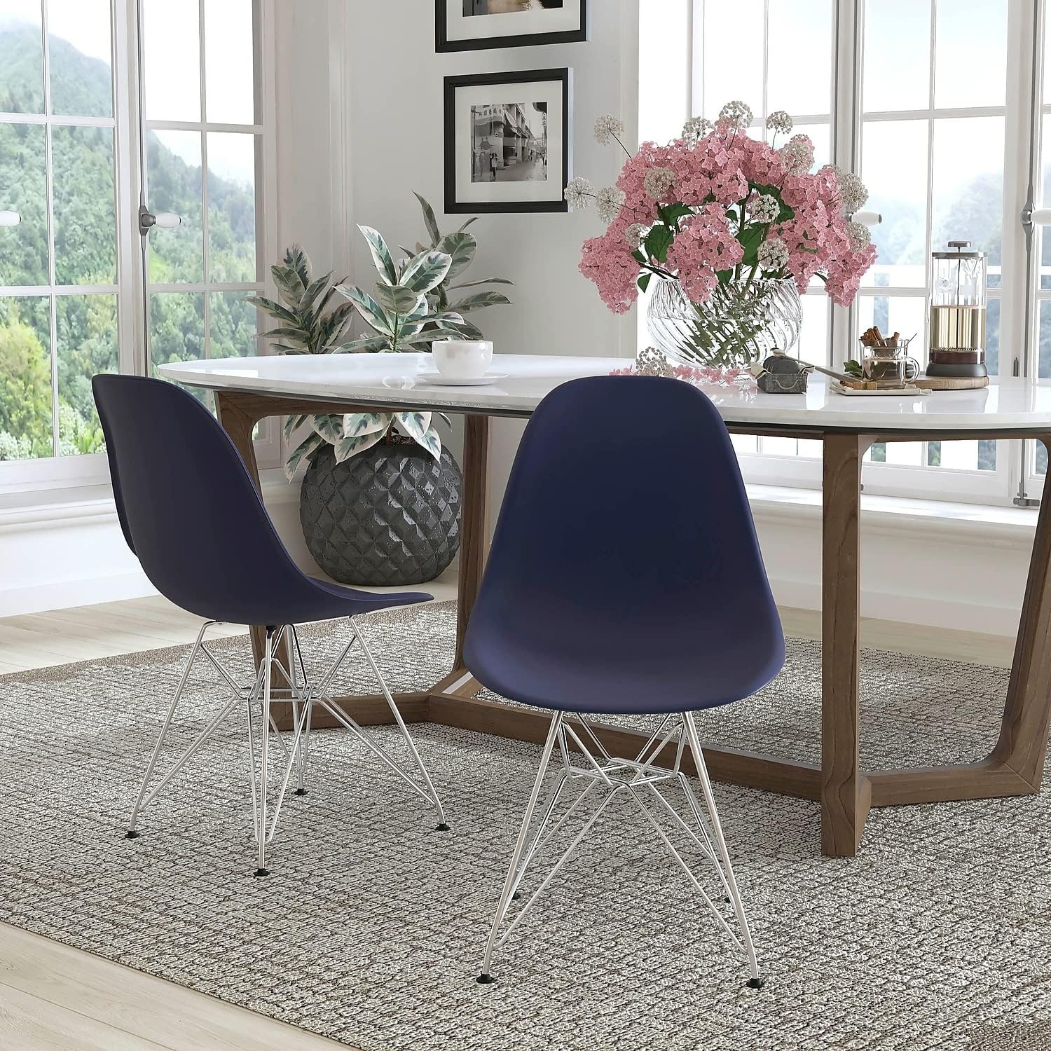 image:imageFlash Furniture Elon Series White Plastic Chair with Chrome BaseNavy
