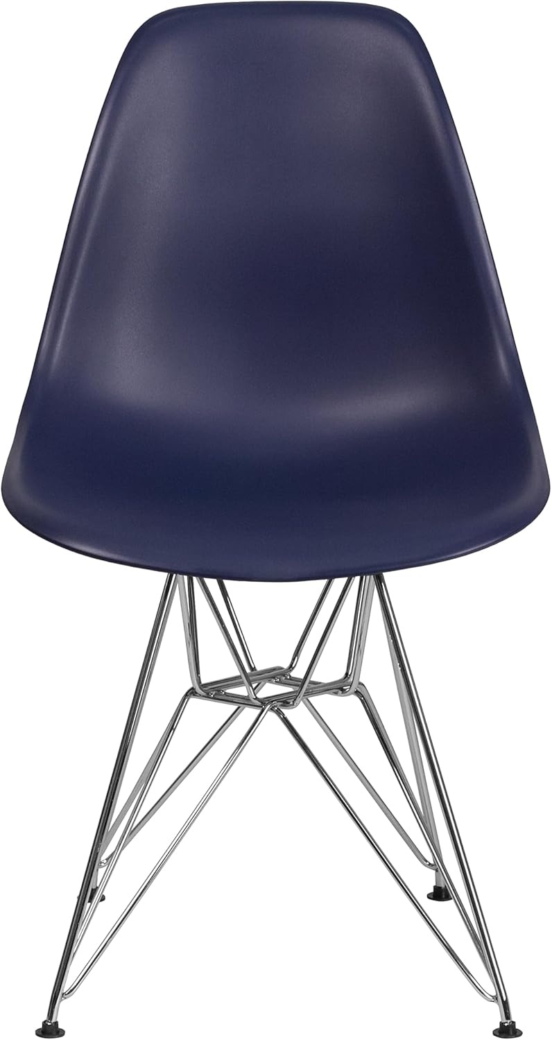 image:imageFlash Furniture Elon Series White Plastic Chair with Chrome BaseNavy