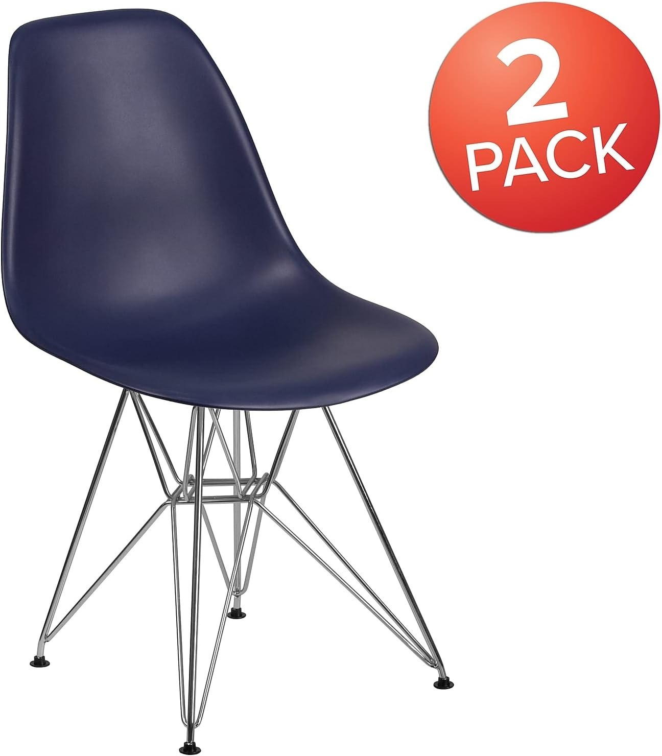 image:imageFlash Furniture Elon Series White Plastic Chair with Chrome BaseNavy