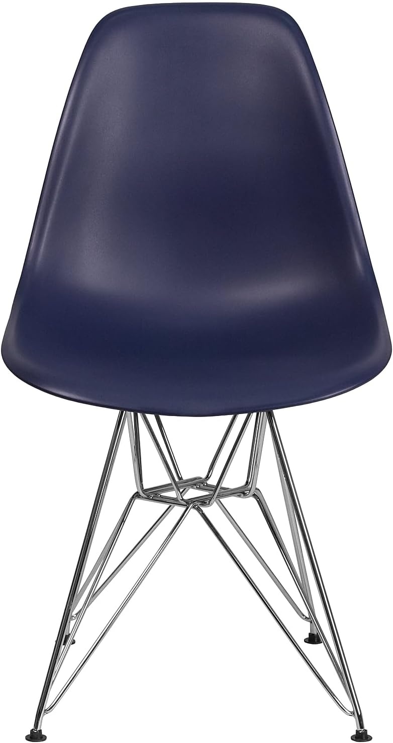 image:imageFlash Furniture Elon Series White Plastic Chair with Chrome BaseNavy