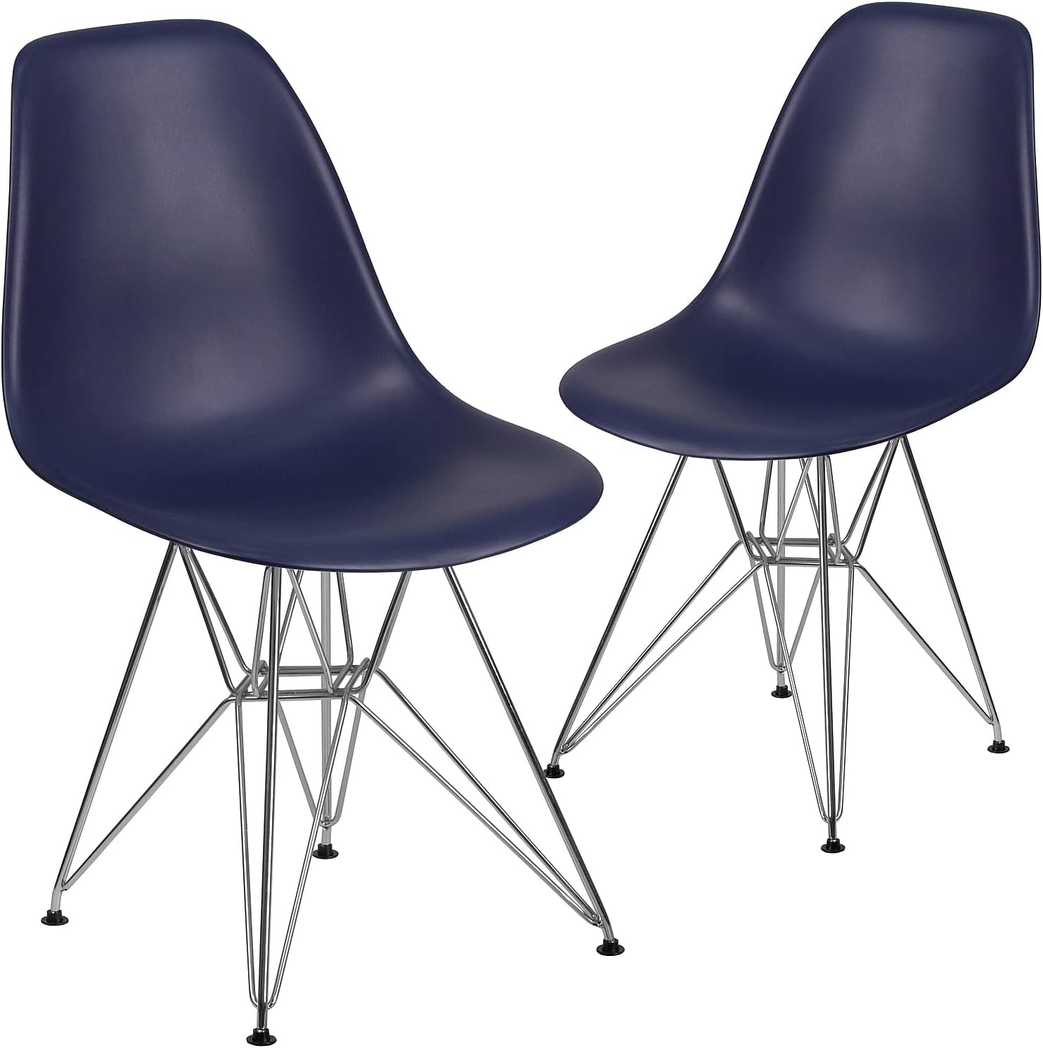 image:imageFlash Furniture Elon Series White Plastic Chair with Chrome BaseNavy