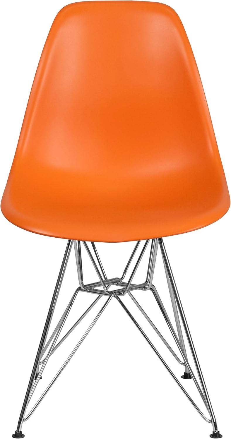 image:imageFlash Furniture Elon Series White Plastic Chair with Chrome BaseOrange
