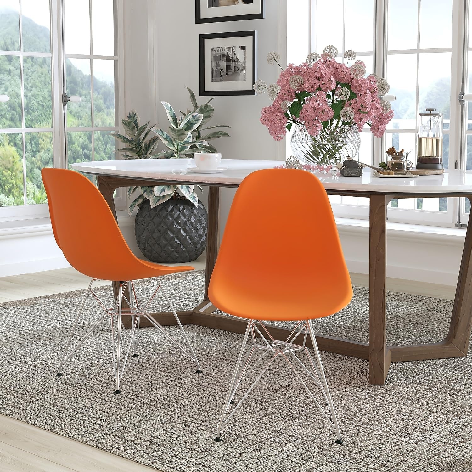 image:imageFlash Furniture Elon Series White Plastic Chair with Chrome BaseOrange