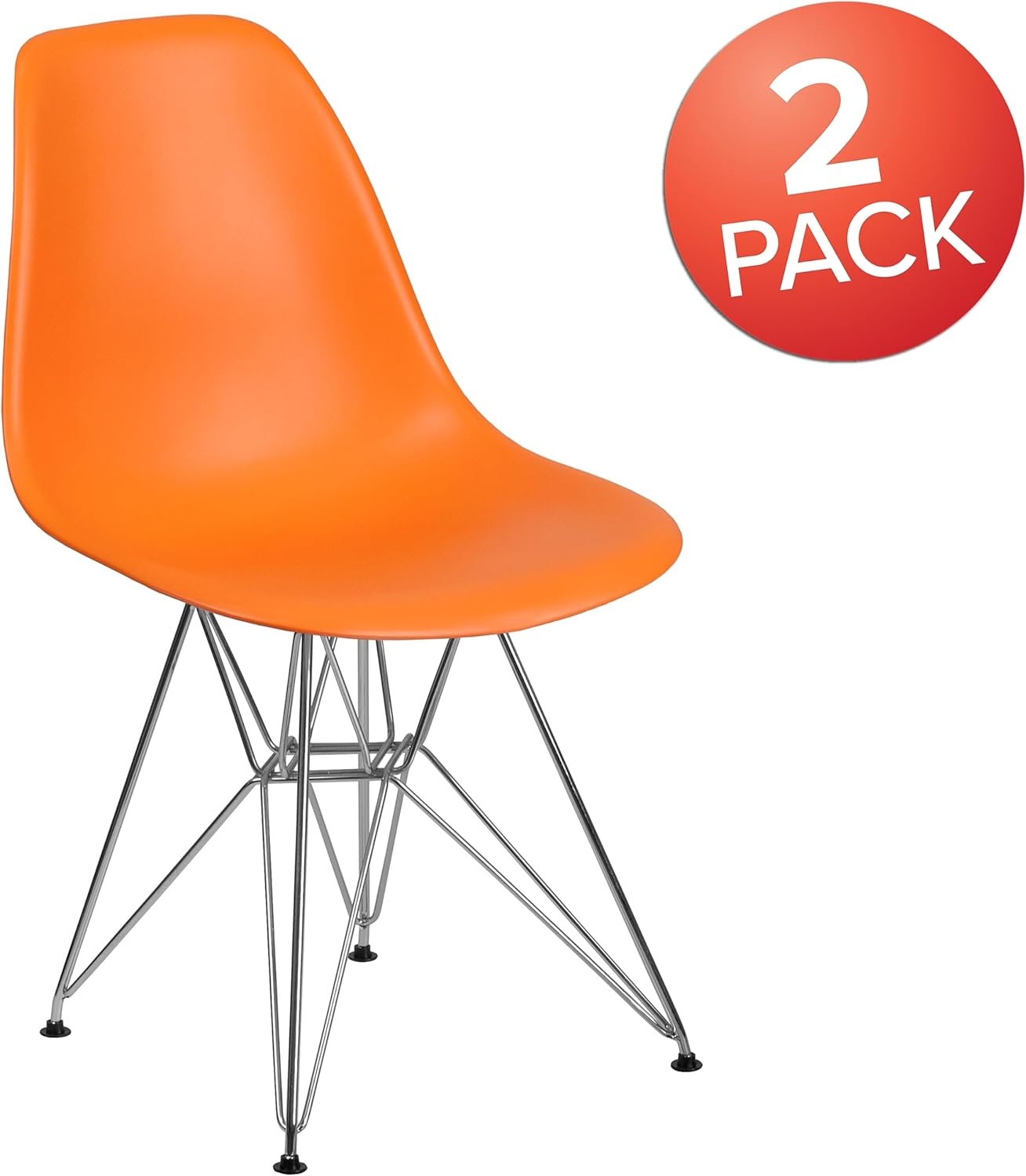 image:imageFlash Furniture Elon Series White Plastic Chair with Chrome BaseOrange