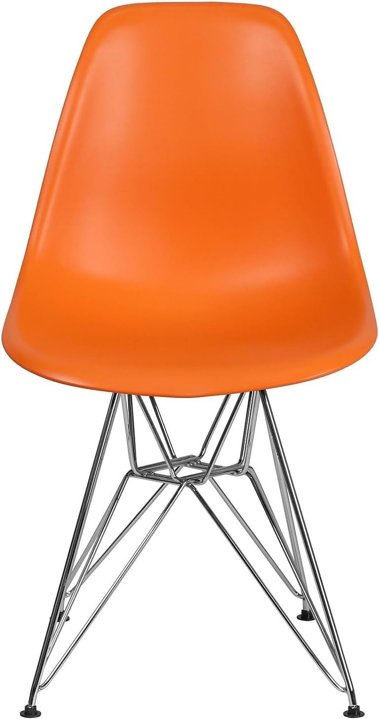 image:imageFlash Furniture Elon Series White Plastic Chair with Chrome BaseOrange
