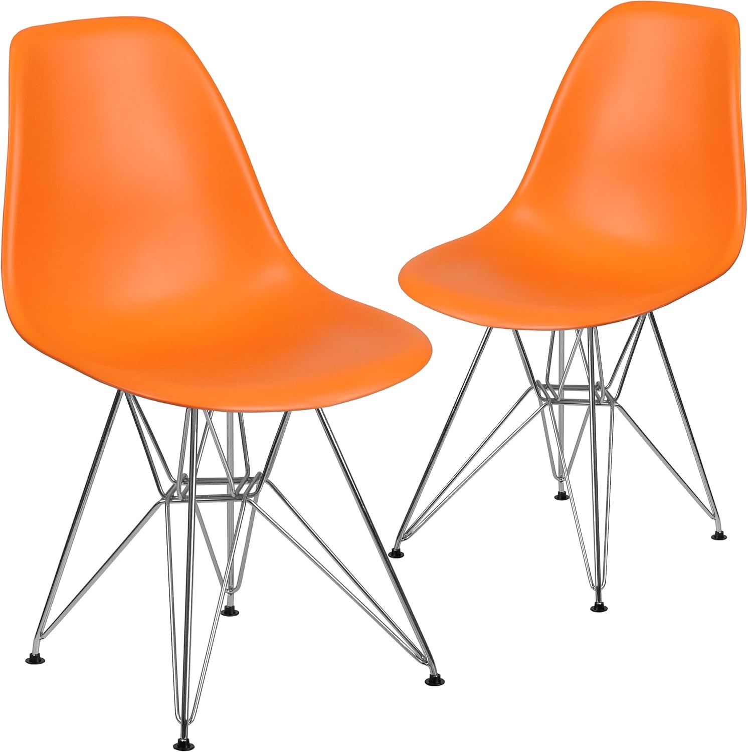 image:imageFlash Furniture Elon Series White Plastic Chair with Chrome BaseOrange