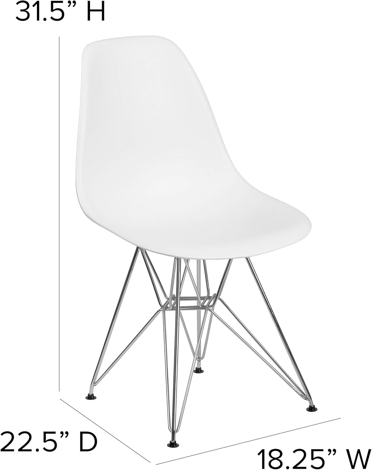 image:imageFlash Furniture Elon Series White Plastic Chair with Chrome BaseWhite