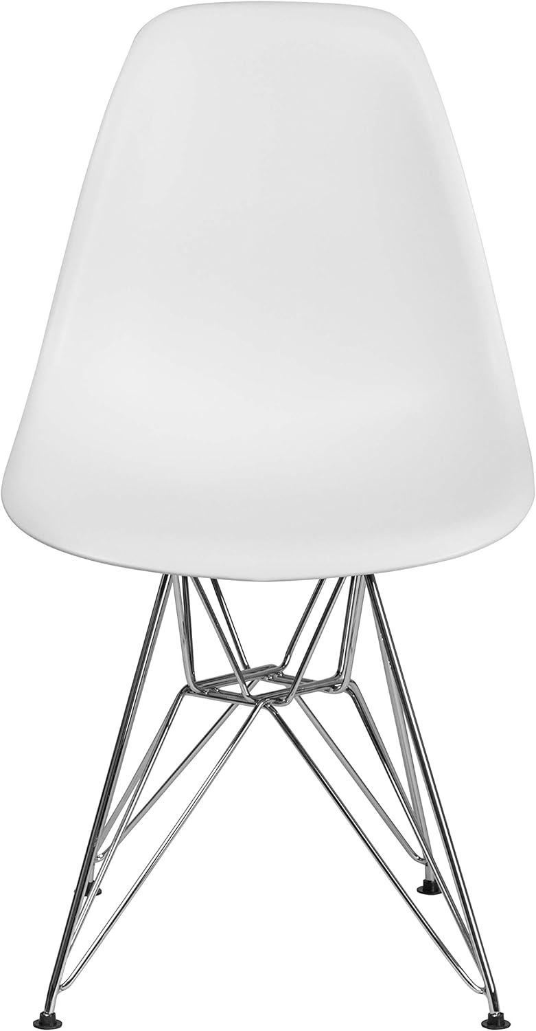 image:imageFlash Furniture Elon Series White Plastic Chair with Chrome BaseWhite