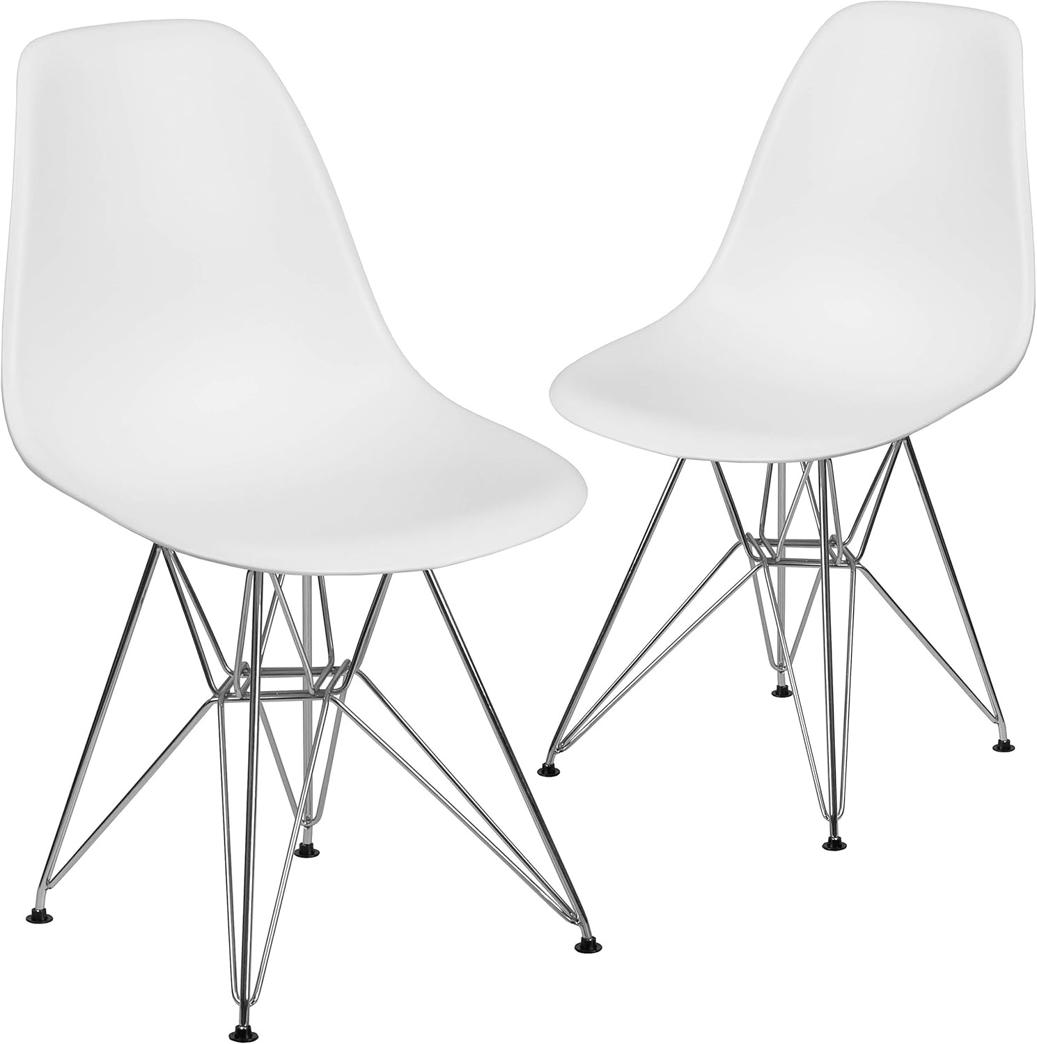image:imageFlash Furniture Elon Series White Plastic Chair with Chrome BaseWhite