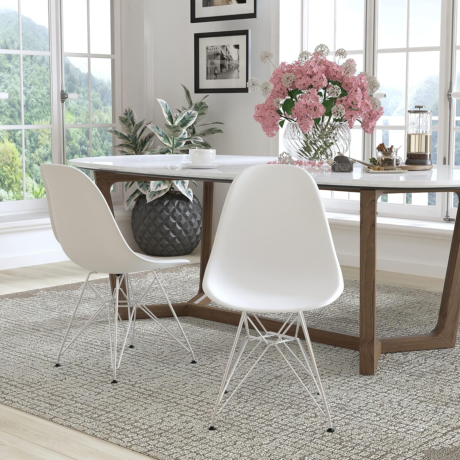 image:imageFlash Furniture Elon Series White Plastic Chair with Chrome BaseWhite