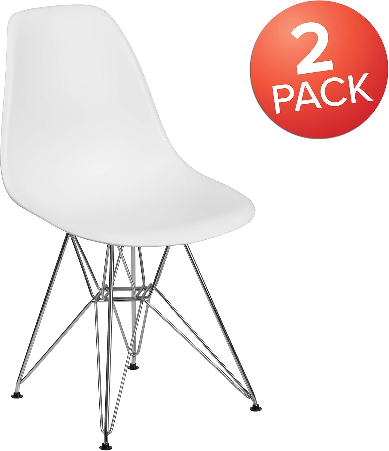 image:imageFlash Furniture Elon Series White Plastic Chair with Chrome BaseWhite