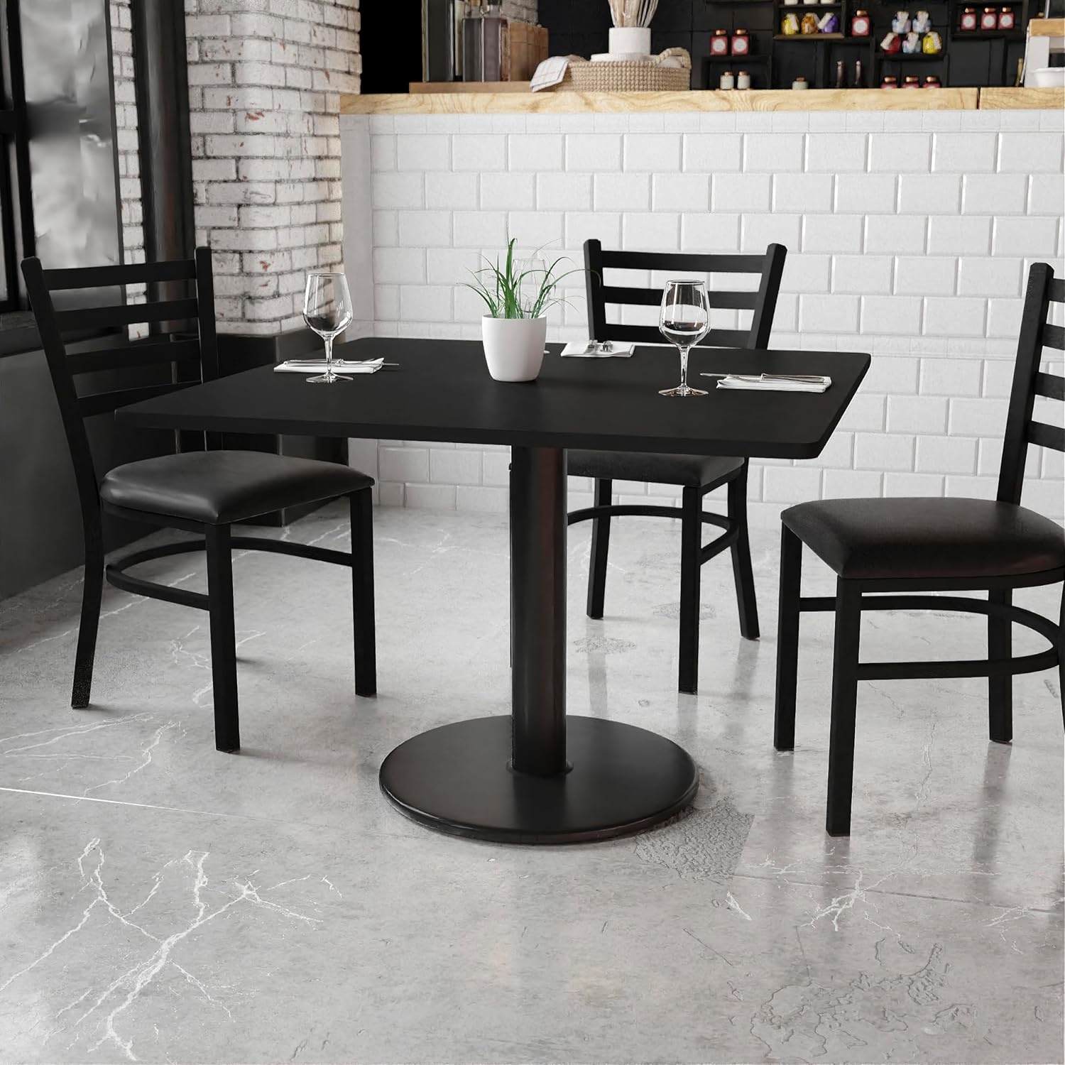 image:imageFlash Furniture Graniss 42 Square Mahogany Laminate Table Top with 24 Round Table Height BaseBlack