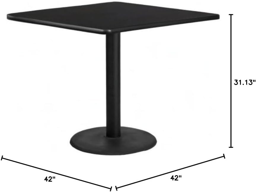 image:imageFlash Furniture Graniss 42 Square Mahogany Laminate Table Top with 24 Round Table Height BaseBlack
