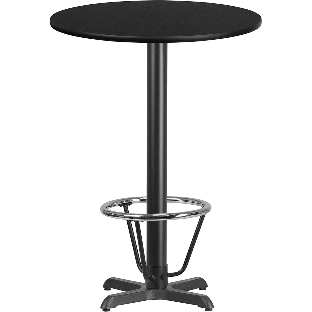image:imageFlash Furniture 30 Round Mahogany Laminate Table Top with 22 x 22 Bar Height Table Base and Foot RingBlack