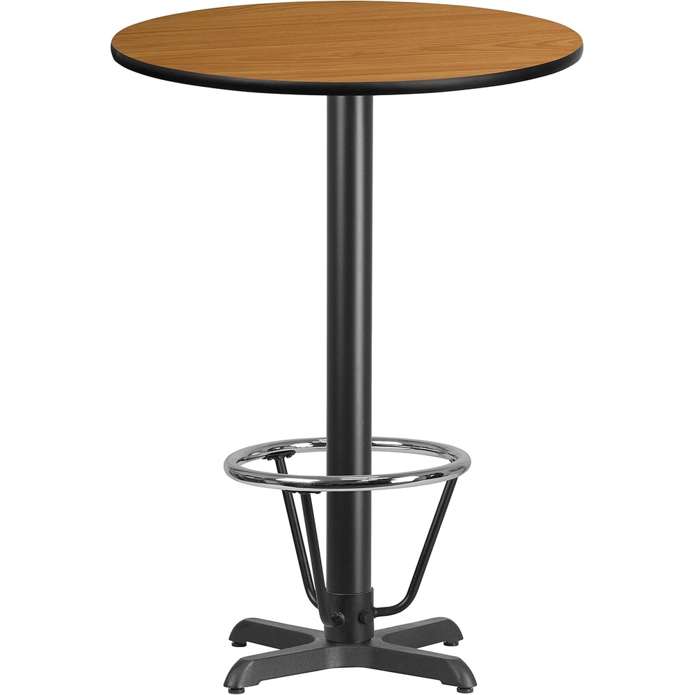 image:imageFlash Furniture 30 Round Mahogany Laminate Table Top with 22 x 22 Bar Height Table Base and Foot RingNatural