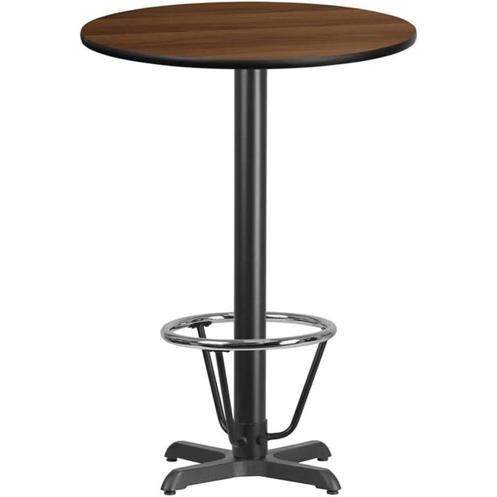 image:imageFlash Furniture 30 Round Mahogany Laminate Table Top with 22 x 22 Bar Height Table Base and Foot RingWalnut
